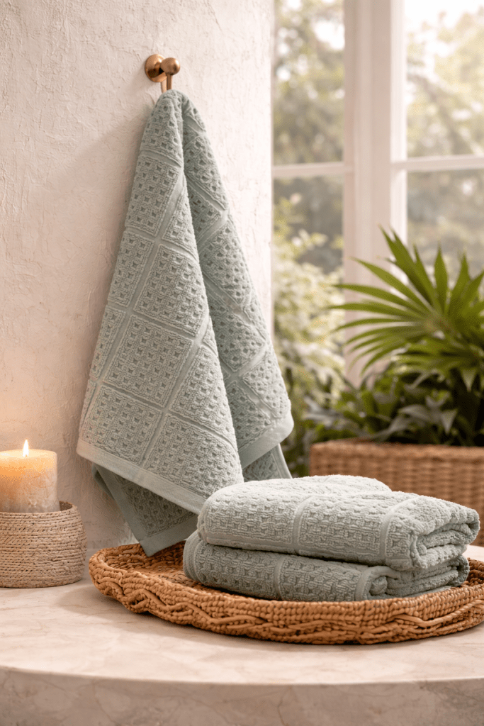 Olive Waffle Hand Towel  (Pack of 2)
