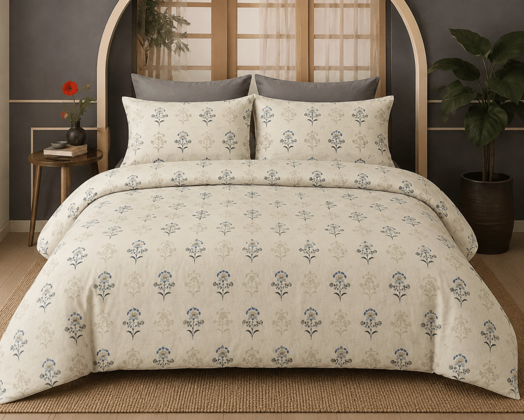FernWeave Bluebell Whisper Premium Cotton Bedsheet